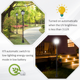 Outsunny 1.77m Free-Standing Solar LED Lamp Post with Six LEDs & IP44 Rating – Garden Light, Black