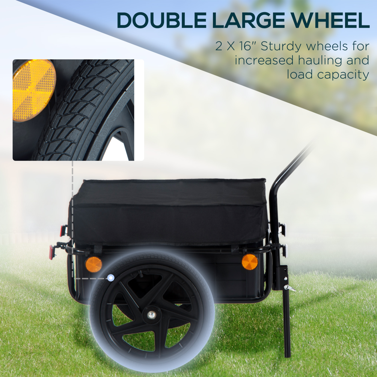 HOMCOM Bike Trailer Cargo Stroller with Removable Compartment – 2-in-1 Bicycle Trailer, Black