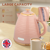 3000W Electric Kettle, 1.7L with Boil-Dry Protection and Removable Spout Filter – Fast Boil, Rose Gold
