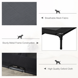 PawHut Large Elevated Pet Cot – Portable Raised Dog Bed for Camping & Outdoors, Black, 92 x 76 cm