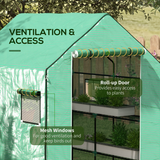 Outsunny Walk-in Greenhouse Replacement Cover with Roll-up Door & Mesh Windows – PE Cover Only, Green