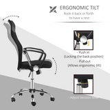 HOMCOM High Back Mesh Executive Office Chair with Faux Leather Top – Black Ergonomic Desk Chair