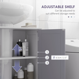 Kleankin 60 x 60cm Under-Sink Storage Cabinet with Double Doors & Adjustable Shelf – Grey and White