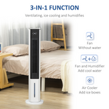 HOMCOM Quiet Evaporative Air Cooler & Humidifier with 2 Ice Boxes, 6L Tank & Remote – Oscillating Fan, White