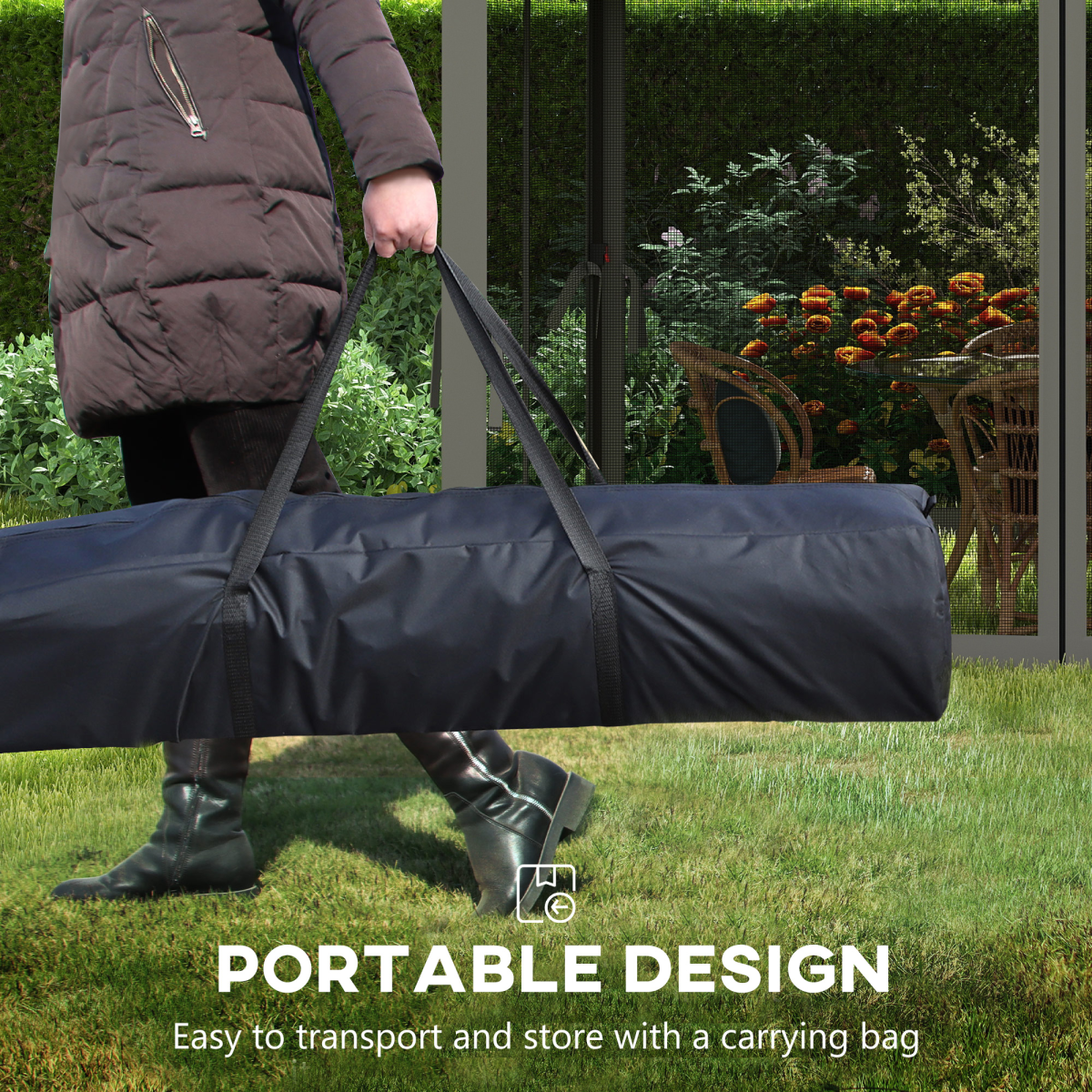 Outsunny 3.25m Pop-Up Gazebo with Net Curtains & Drainage Holes – Folding Party Tent, Dark Grey