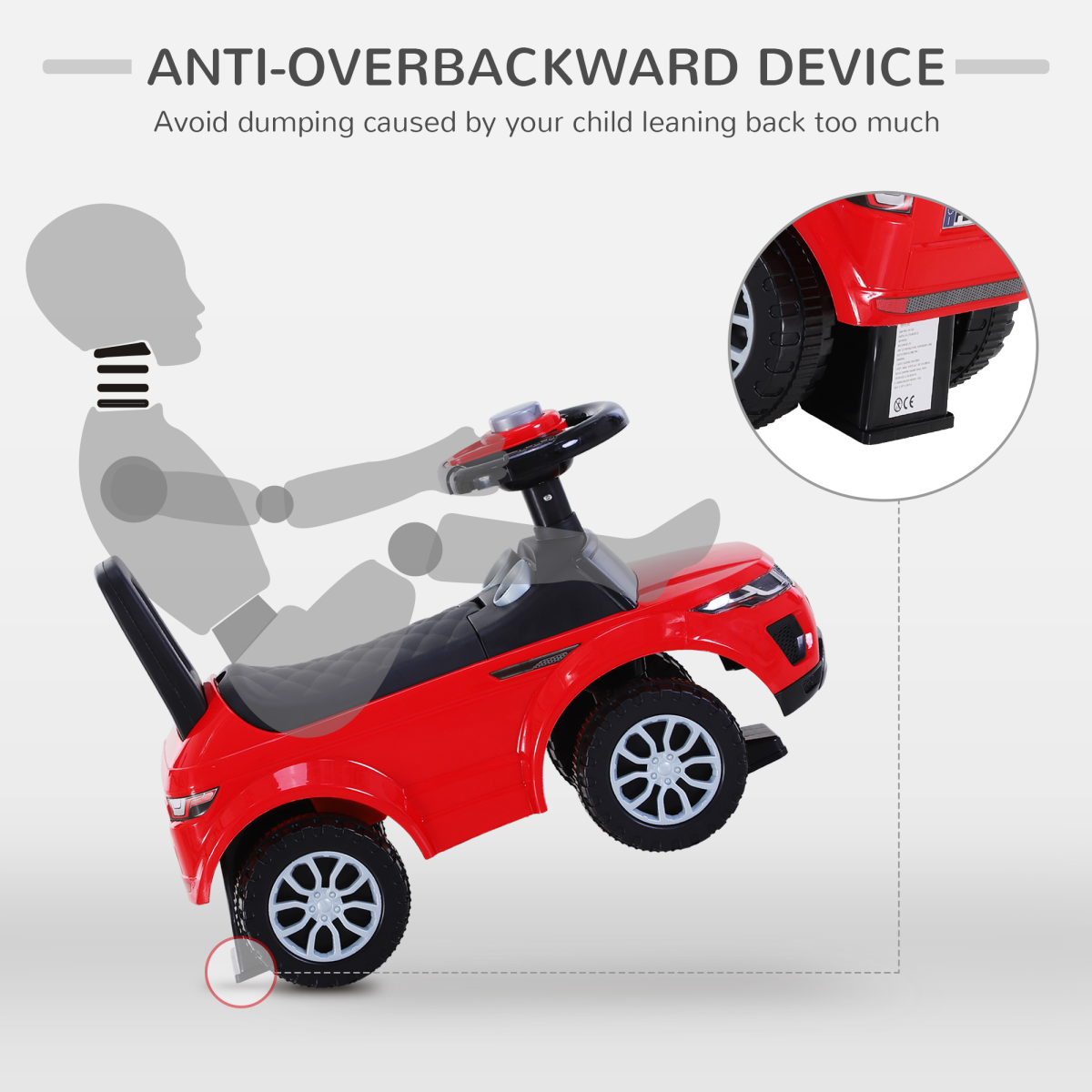 HOMCOM 3-in-1 Toddler Ride-On Car with Horn, Steering and Under-Seat Storage – Foot-to-Floor Slider, Red