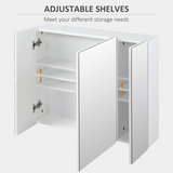 kleankin Wall-Mounted Bathroom Mirror Cabinet with Adjustable Shelf – Space-Saving Storage, White