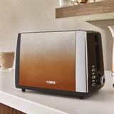 Tower Infinity Ombre 900W 2 Slice Toaster with 7 Browning Settings & Defrost – Stainless Steel, Copper