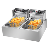 ZOKOP 2500W Double Cylinder Electric Deep Fryer with 12L Tanks – Stainless Steel Twin Basket Fryer, UK Plug