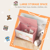 ZONEKIZ Toy Box, Kids Toy Chest with Lid and Safety Hinge – Rounded Corners Storage for Bedrooms & Playrooms, Pink