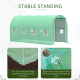 Walk-in Polytunnel Greenhouse with Galvanised Steel Frame & Roll-Up Windows – Garden Grow Tunnel, Green