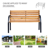 Outsunny 2-Seater Garden Bench with Steel Frame and Hardwood Slats, 122 x 60 x 80cm