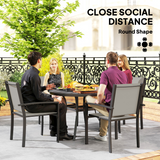 Outsunny 5-Piece Garden Dining Set with Round Table & 4 Stackable Chairs – Patio Furniture, Dark Grey