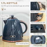 Honeycomb 1.7L Fast Boil Kettle & 2-Slice Toaster Set – Matching Breakfast Set with 7 Browning Settings