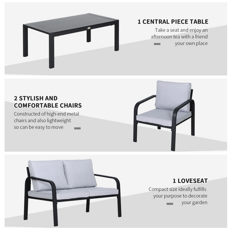 Outsunny Garden Dining Set two-seater sofa view