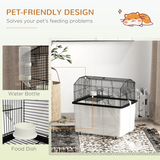 PawHut Two-Tier Hamster Cage with Deep Base, Ramp & Food Dish – Gerbil & Syrian Hamster Home on Wheels, Black