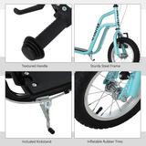 HOMCOM Kids Kick Scooter with Adjustable Handlebar, Dual Brakes & Inflatable Wheels – Steel Frame, Blue
