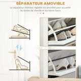 HOMCOM 18 Pair Shoe Storage Cabinet with 6 Shelves & 3 Drawers – Hallway Organiser, White