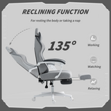 HOMCOM Printed Velvet Computer Recliner Chair with Adjustable Height, Lumbar Support & Footrest – 135° Reclining, Grey