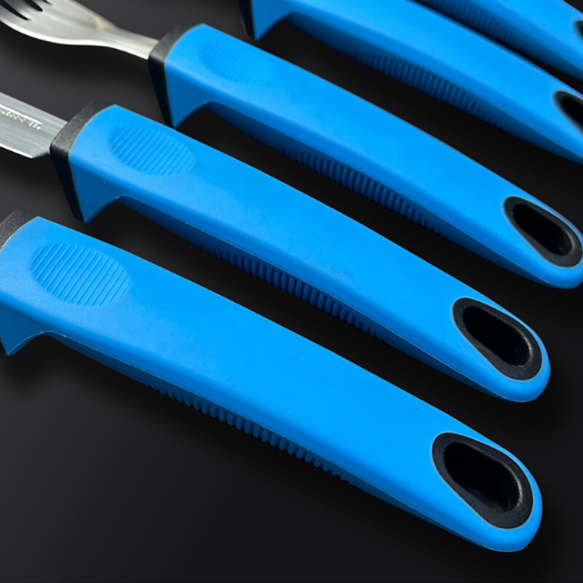 Easy Grip Adaptive Cutlery Set with Rubber Handles – Spoon, Fork, Knife & Teaspoon, Stainless Steel