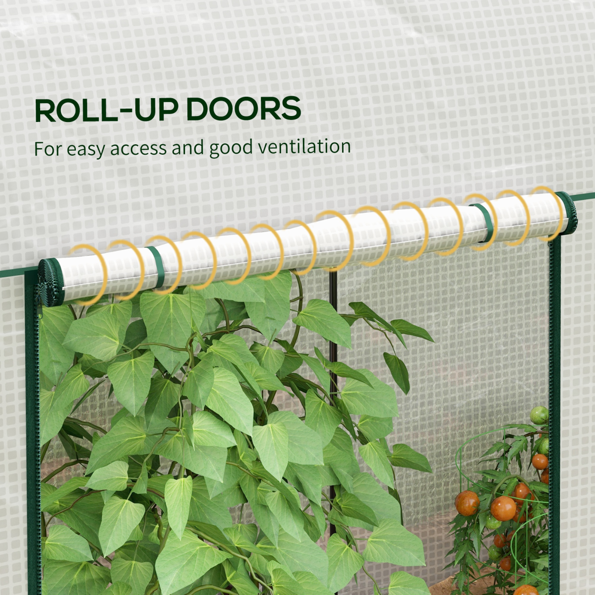 Outsunny Small Tomato Greenhouse, 200 x 100 x 178cm, with Roll-up Zipped Doors – Walk-in Plant Cover, White