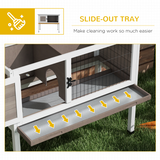 PawHut Large Elevated Wooden Rabbit Hutch with Asphalt Roof and Removable Tray – Indoor Outdoor Pet House