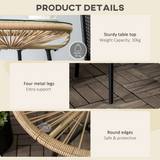 Outsunny Round PE Rattan Side Table with 5mm Tempered Glass Top & Powder-Coated Metal Frame