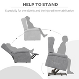 HOMCOM Power Lift Fabric Recliner Armchair with Remote Control – Electric Riser Chair, Grey