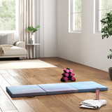 HOMCOM 6ft Foldable Gymnastics Mat, Tri-Fold 5cm Thick Crash Mat for Yoga and Pilates – Sky Blue