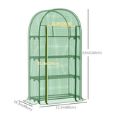 Mini Walk-In Greenhouse with Metal Shelves & Roll-Up Door – Compact Outdoor Plant Growing, Green