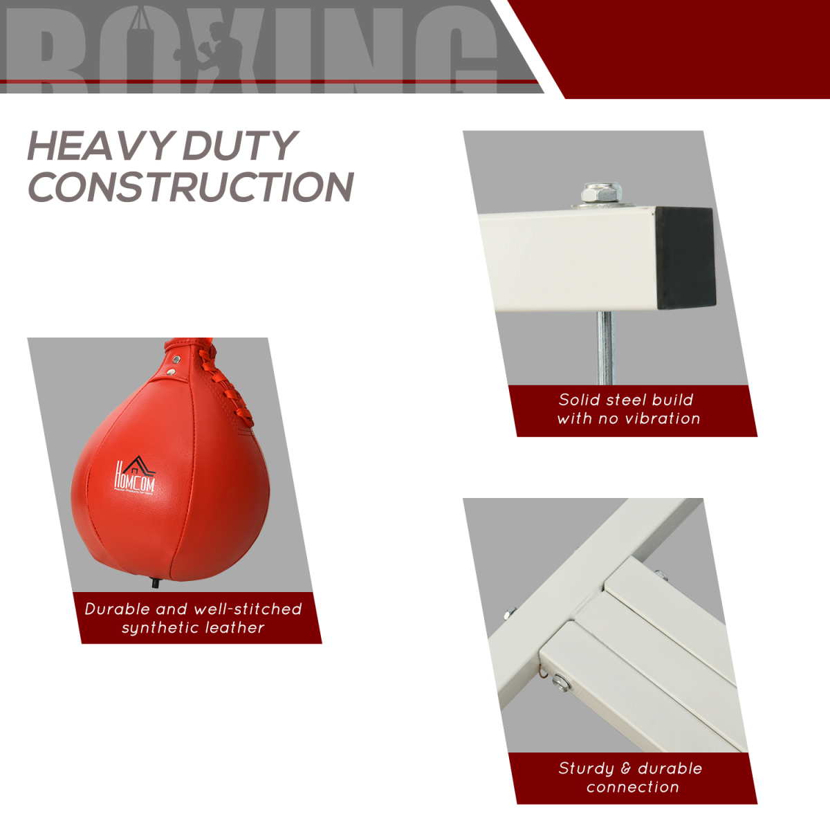 HOMCOM Free-Standing Speed Bag Platform with Adjustable Height – Steel Boxing Punch Bag Stand for Home Training