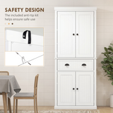 HOMCOM Freestanding Kitchen Cabinet with Slide-Out Drawer, Cupboards & Adjustable Shelves – Pantry Storage, White