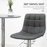 HOMCOM Set of 2 Adjustable Swivel Breakfast Bar Stools with Footrest – Soft Grey Upholstery