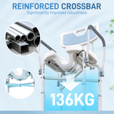 HOMCOM Padded Bath Chair with Slotted Seat and Adjustable Height – Aluminium Shower Seat with Handles