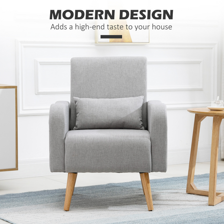 HOMCOM grey accent chair, side view