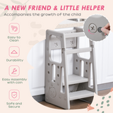 Adjustable Height Kitchen Step Stool with Non-Slip Surface – Compact 3-Height Home Helper