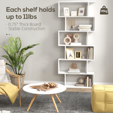 HOMCOM 6-Tier Asymmetrical Shelving Unit with Anti-Toppling Design – Display and Storage, White