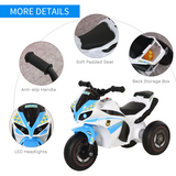 HOMCOM Kids 3-Wheel Ride-On Police Bike with Music and Lights – Toddler Ride-On Toy, 18–36 Months