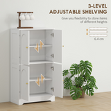 HOMCOM 110cm Kitchen Cupboard with 4 Arched Doors and 2 Adjustable Shelves – Storage Cabinet, White