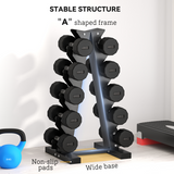 SPORTNOW Five-Tier Dumbbell Rack Weight Tree with Non-Slip Feet – Steel Storage Stand for Home Gym