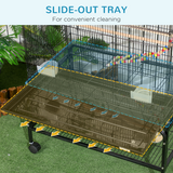 PawHut Bird Cage with Stand, Wheels, Toys & Swing – Steel Cage for Budgies, Finches, Canaries & Parakeets