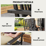 Outsunny Set of 4 Stackable Garden Chairs with Slatted Design – Galvanised Steel Outdoor Chairs, Black