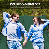 Outsunny Double Camping Cot with Carry Bag, 136kg Capacity – Folding Two-Person Camp Bed, Green