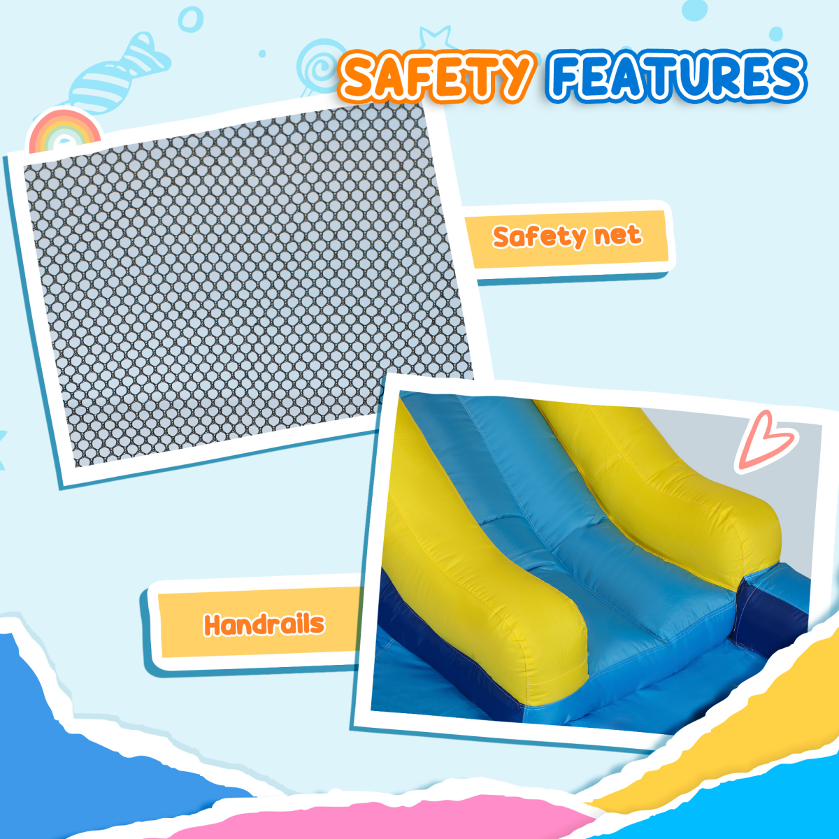 AIYAPLAY 5-in-1 Bouncy Castle with Splash Pool, Water Slide, Climbing Wall and 550W Blower – Kids Inflatable