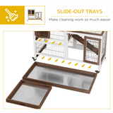 Two-Tier Wooden Rabbit Hutch with Four Wheels and Locking Doors – Indoor Guinea Pig Cage, 110 x 50 x 86 cm