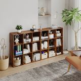 9-Cube Bookcase Storage Cabinet – Cube Shelving Unit for Living Room and Office, 91.5 x 91.5cm, Rustic Brown