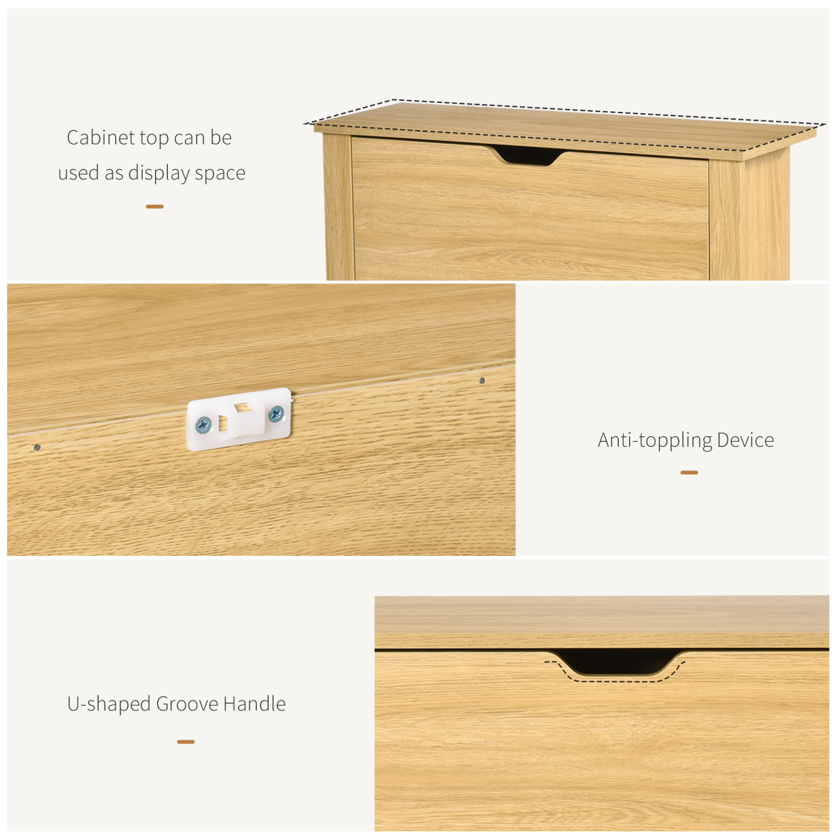 12-Pair Shoe Storage Cabinet with 2 Pull-Out Drawers & Tabletop, Oak Effect, 80 x 72 x 26cm
