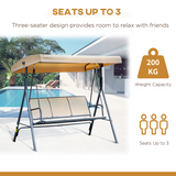 Outsunny 3-Seater Swing Chair Replacement Canopy and Steel Frame – Weather Resistant, Beige