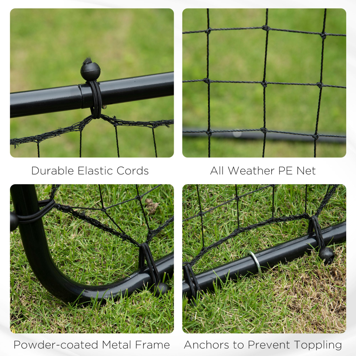 HOMCOM Rebounder Net with Adjustable Angle – Football & Baseball Training for Kids & Adults, Black