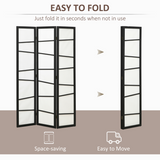 HOMCOM 3 Panel Folding Room Divider Privacy Screen with Paulownia Wood Frame – Space Divider